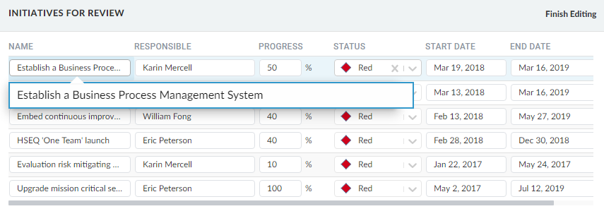 Edit bubble in inline editing mode